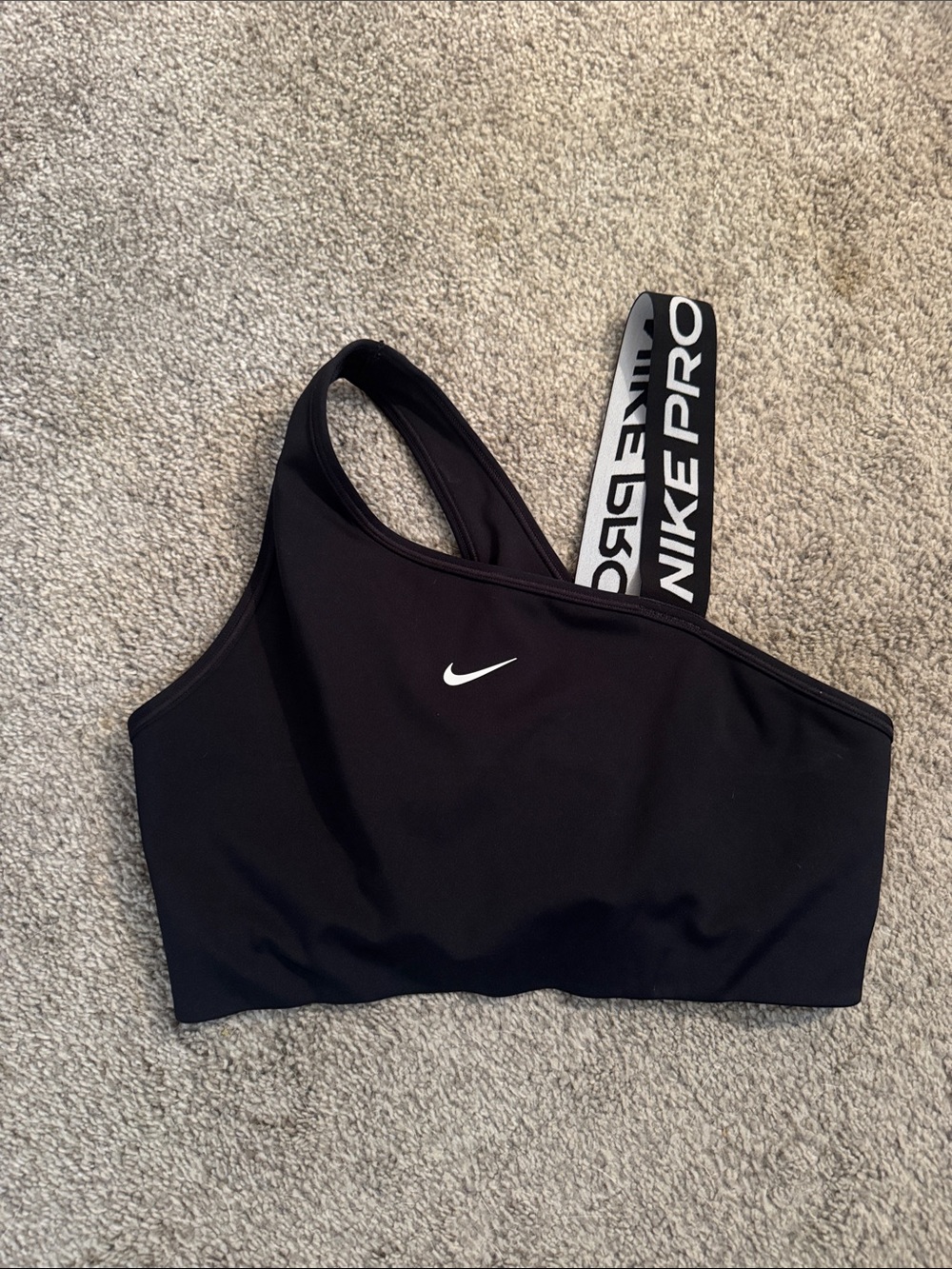 Nike One-Shoulder Black Sports Bra with Branded Strap